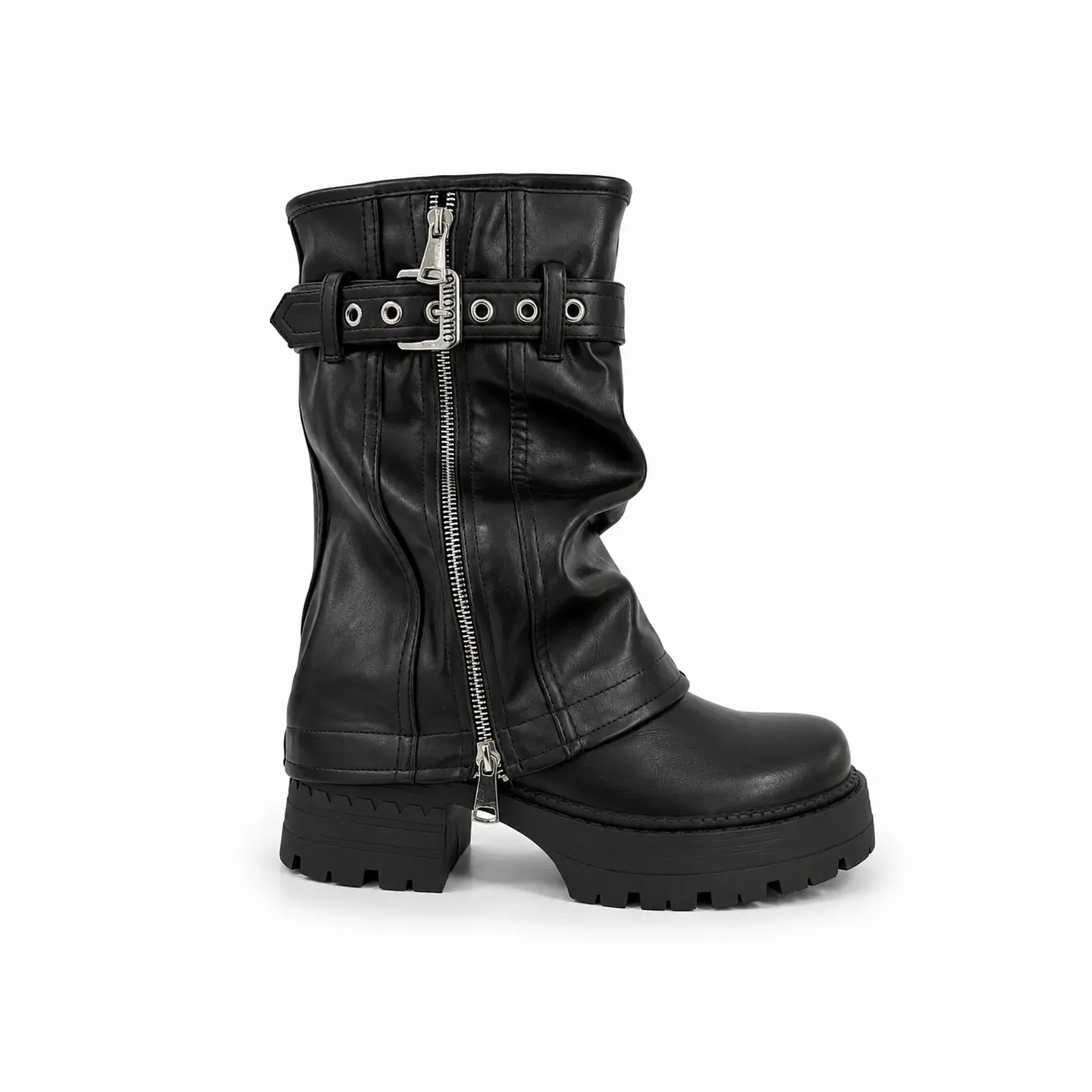 BOTIN MUJER PU NEGRO POL TACON  1