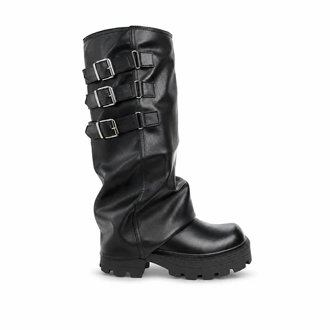 BOTA MUJER PU NEGRO POL 3 HEB