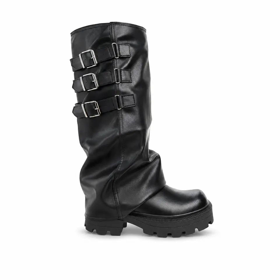 BOTA MUJER PU NEGRO POL 3 HEB 1