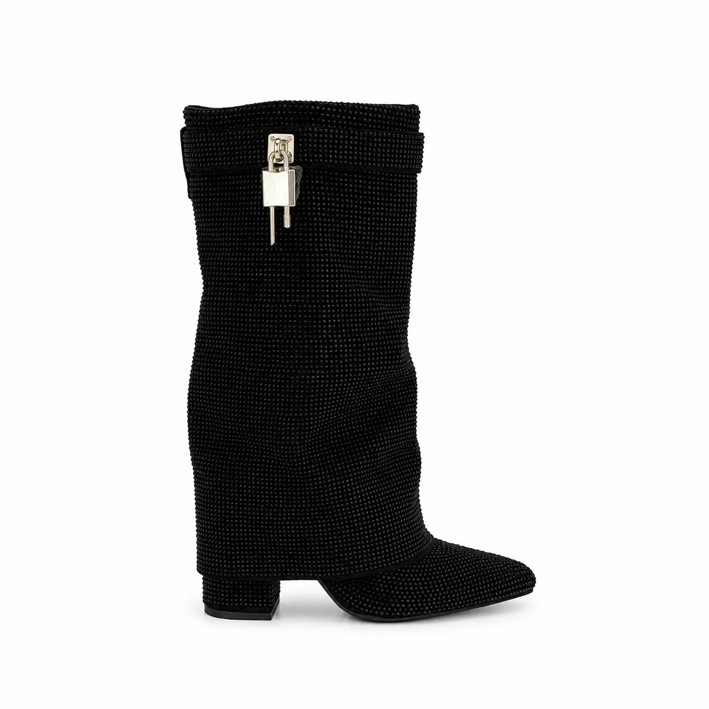 BOTA MUJER PU NEGRO BRILLO CORTA 1