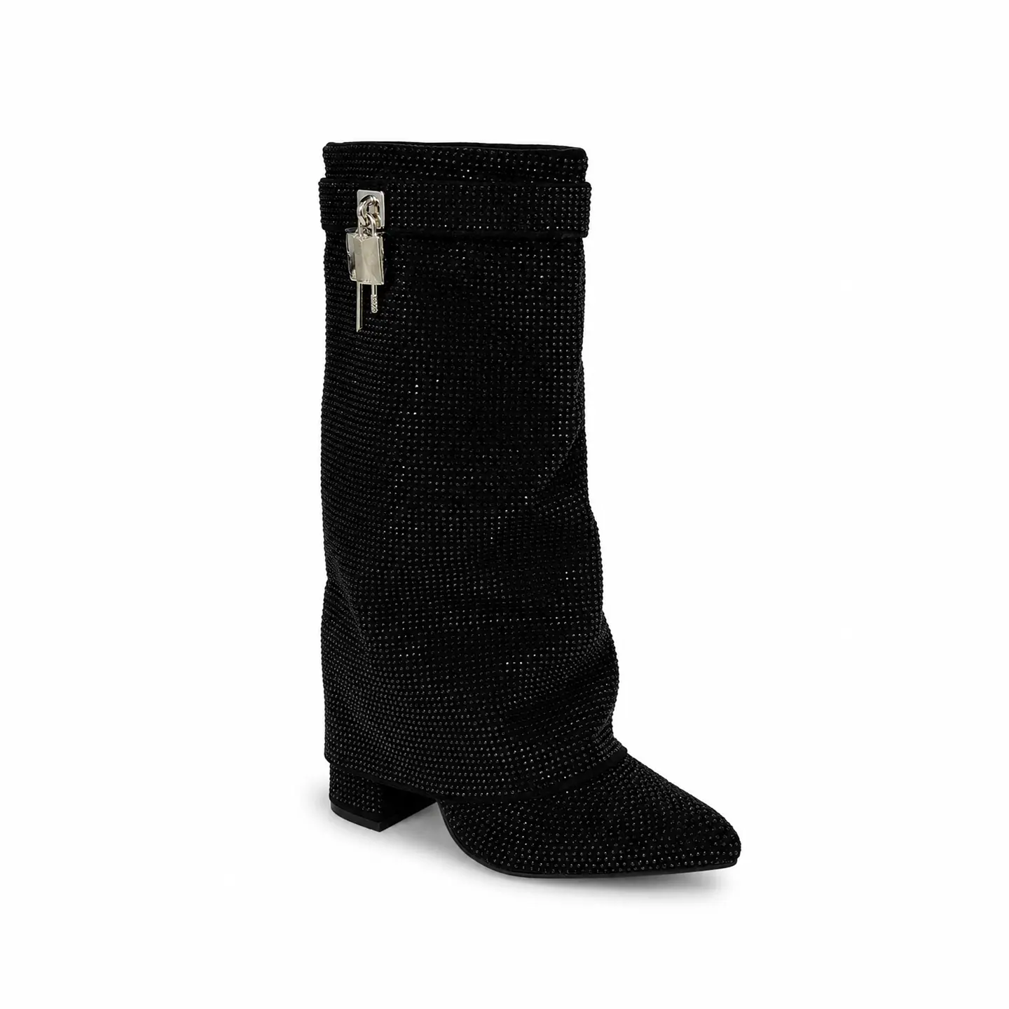BOTA MUJER PU NEGRO BRILLO CORTA 2