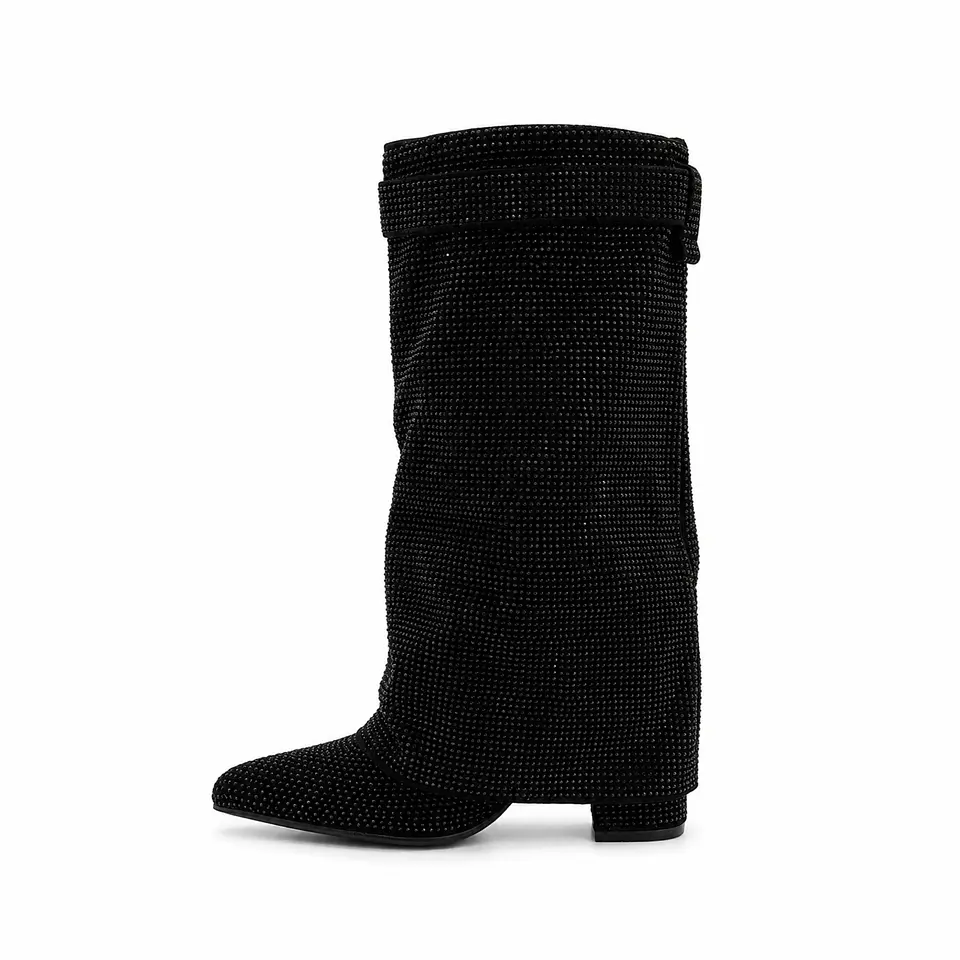 BOTA MUJER PU NEGRO BRILLO CORTA 3