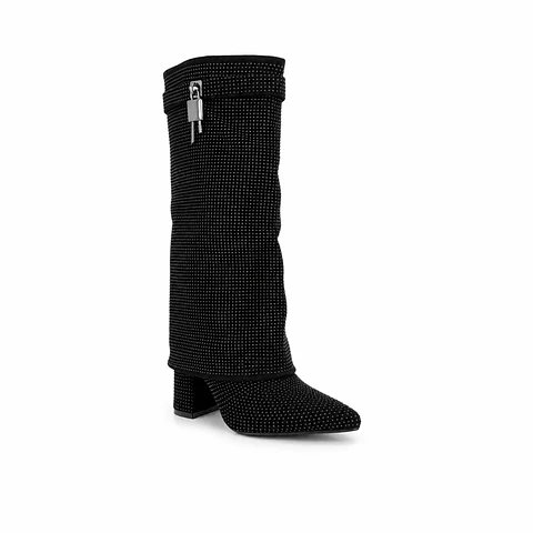 BOTA MUJER MF NEGRO BRILLO LARGA