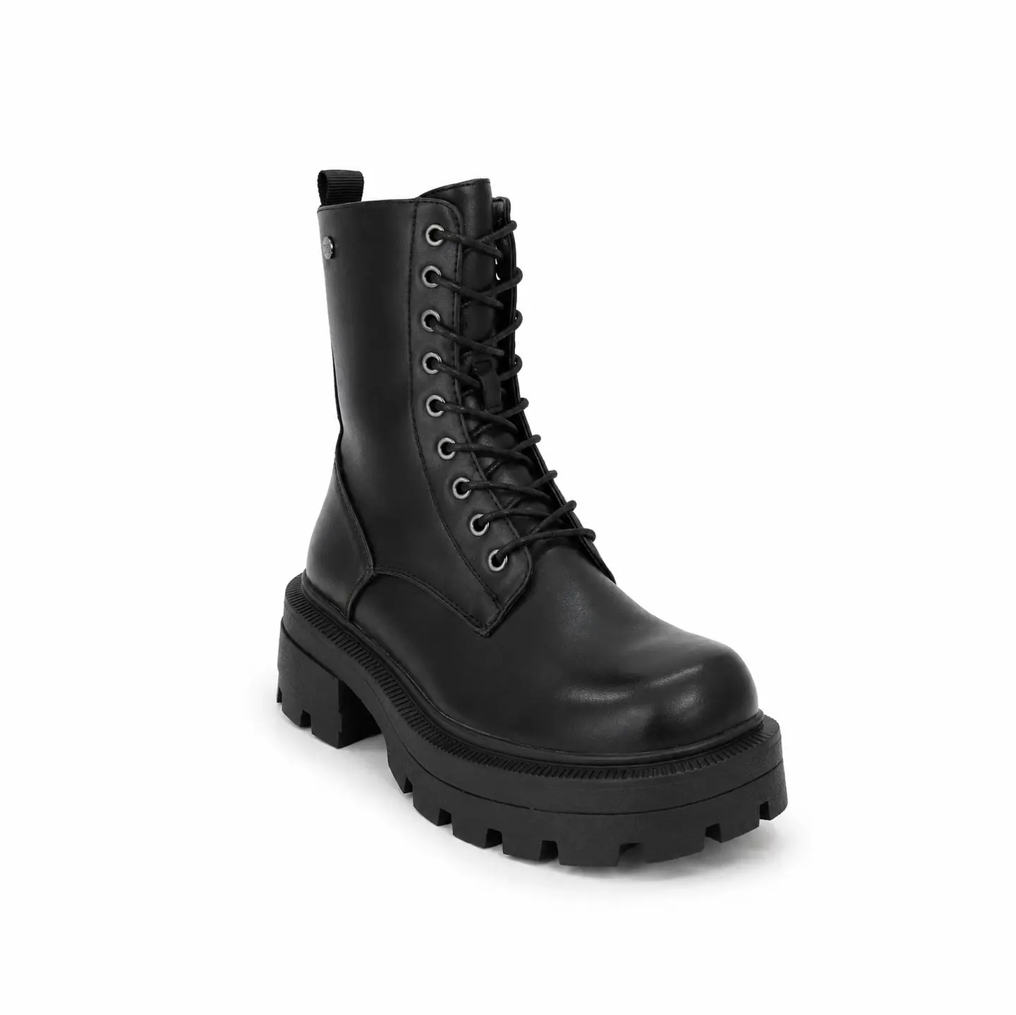 BOTIN MUJER PU NEGRO CORDON 2