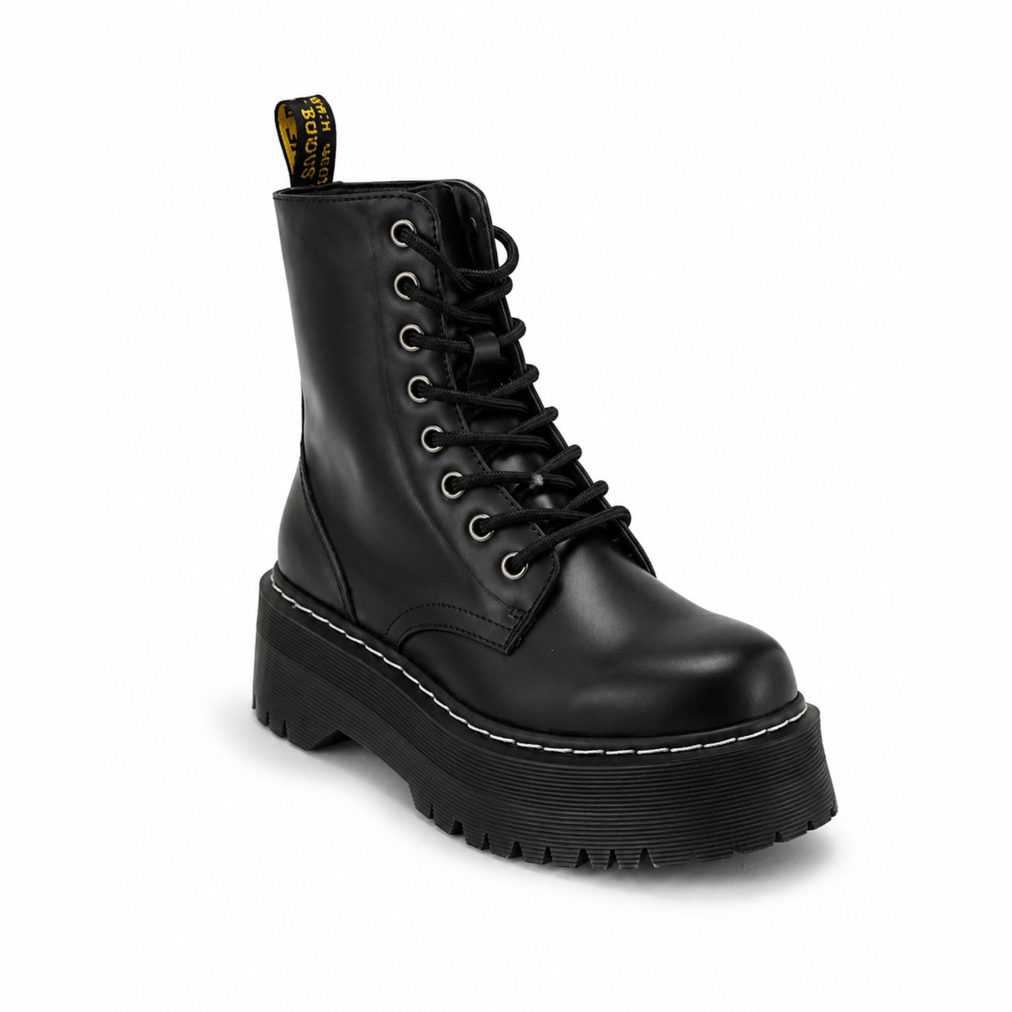 BOTIN MUJER PU NEGRO CORDON