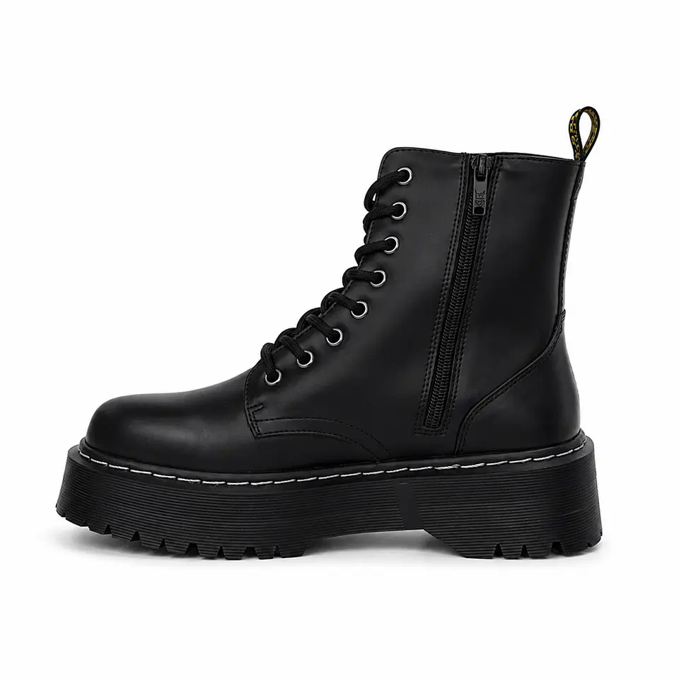 BOTIN MUJER PU NEGRO CORDON 3