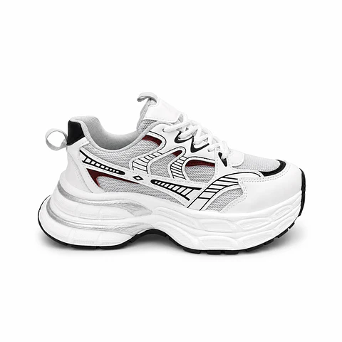 ZAPATILLA MUJER PU BCO NEGRO CB