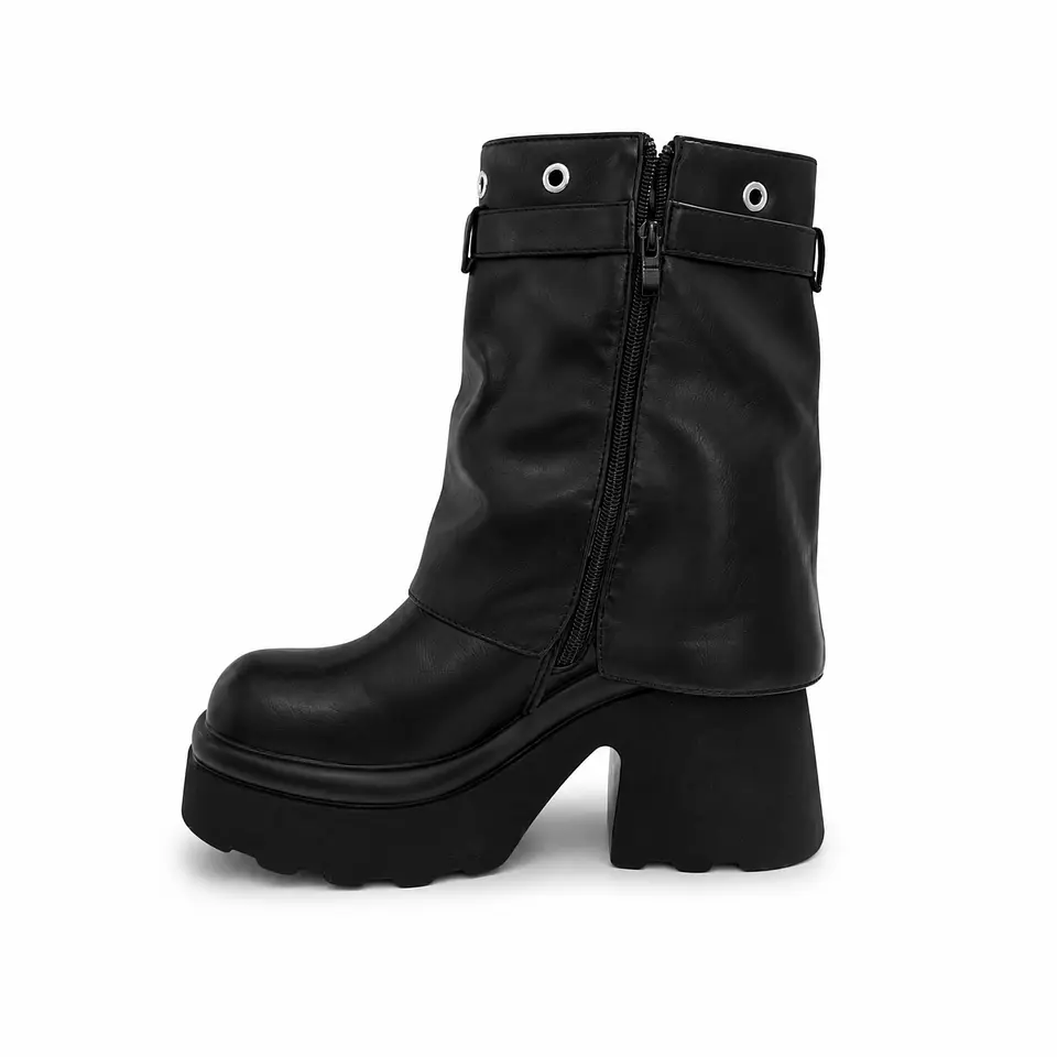 BOTIN MUJER PU NEGRO POL HEB 2