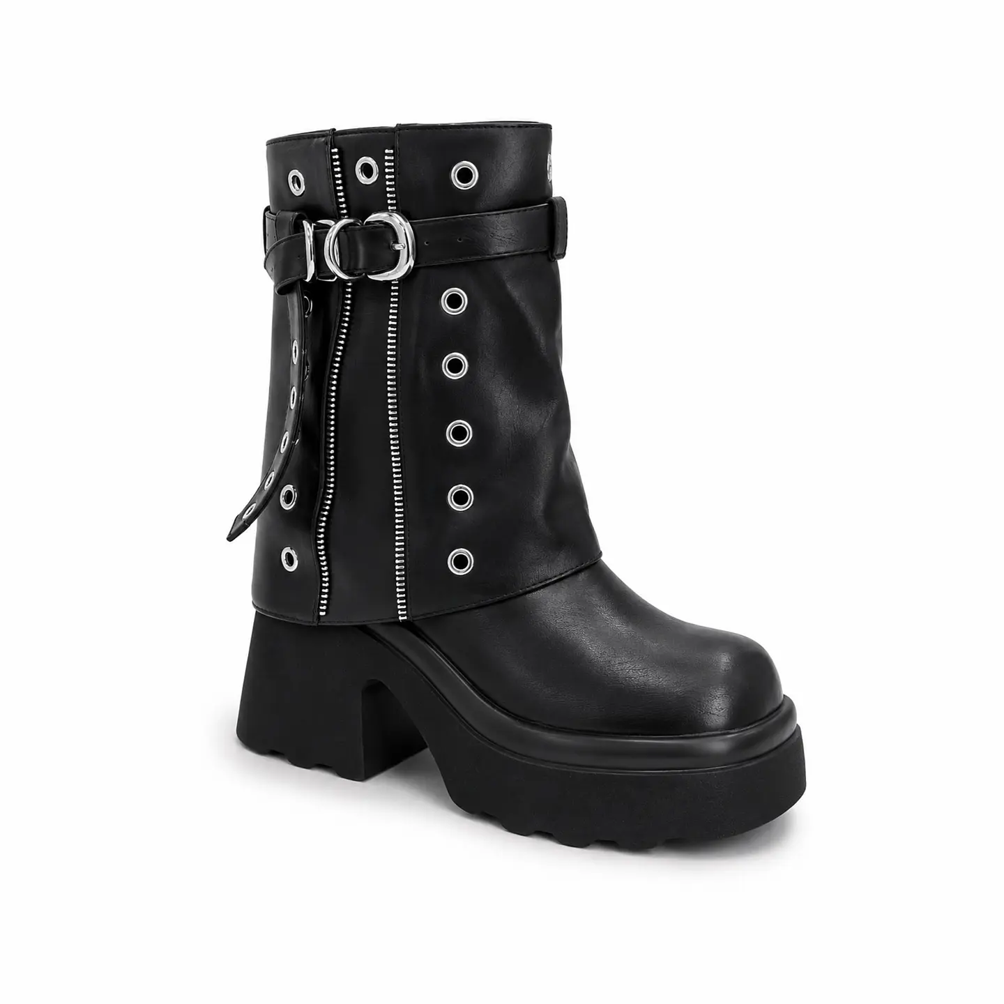 BOTIN MUJER PU NEGRO POL HEB 3