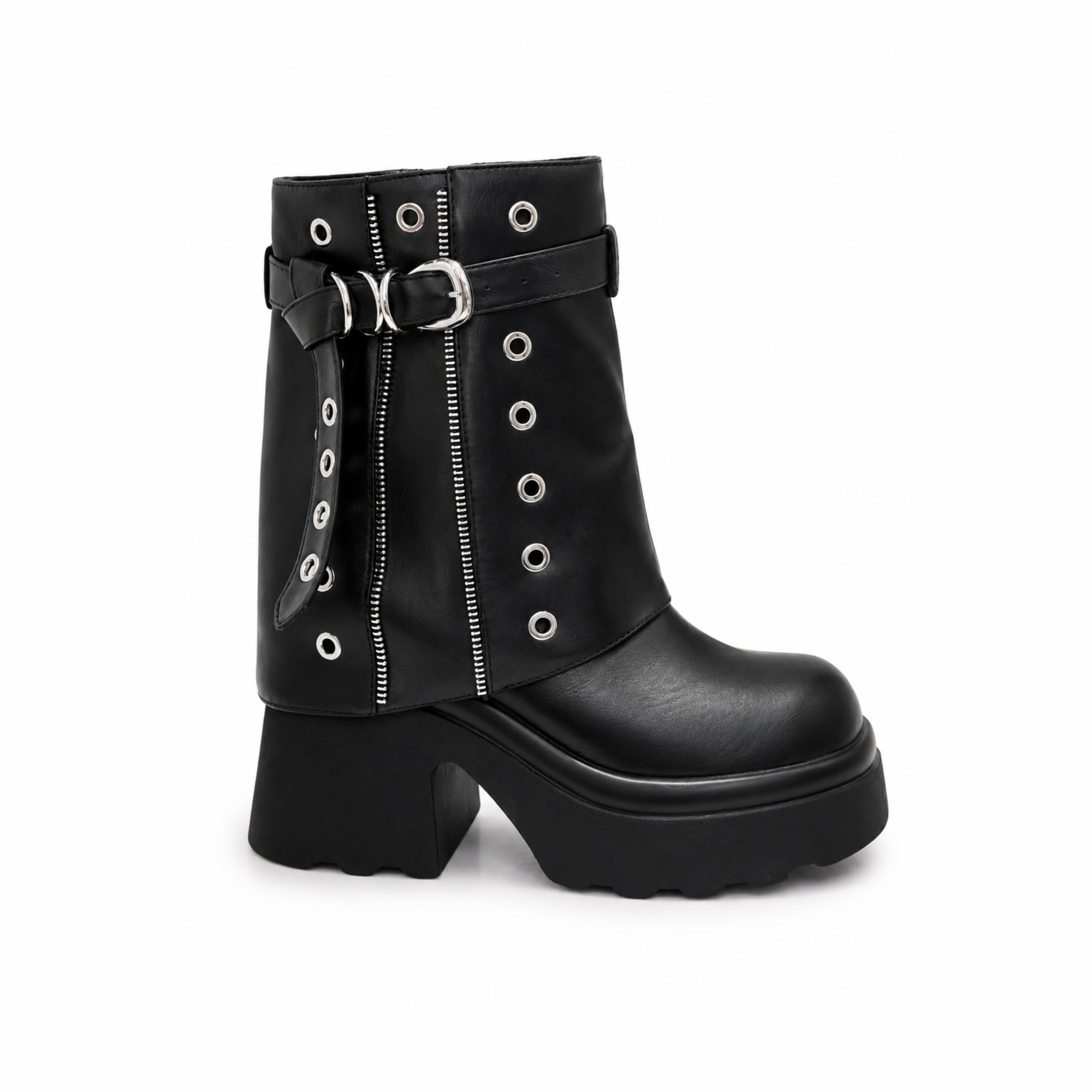 BOTIN MUJER PU NEGRO POL HEB