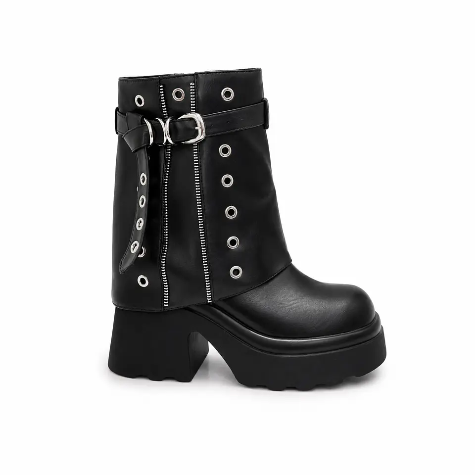 BOTIN MUJER PU NEGRO POL HEB 1