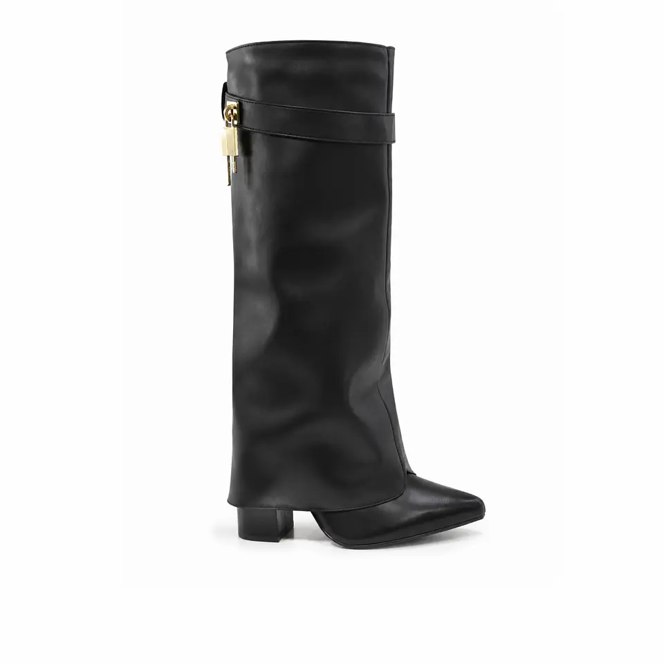 BOTA MUJER PU NEGRO POLAINA TACÓN 3