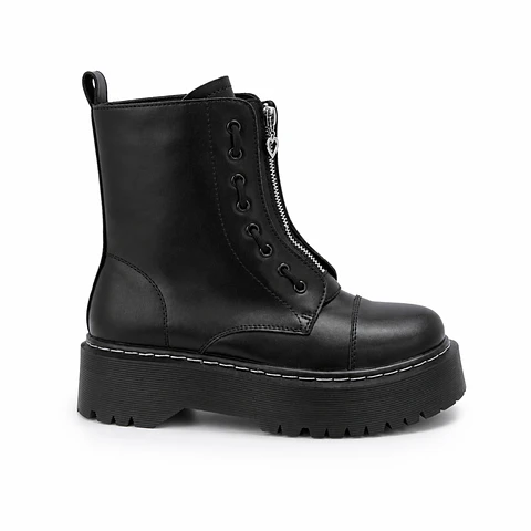  BOTIN MUJER PU NEGRO CIERRE