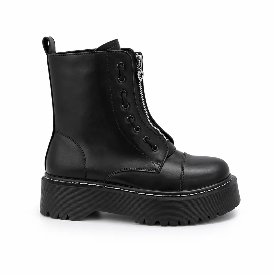  BOTIN MUJER PU NEGRO CIERRE 2