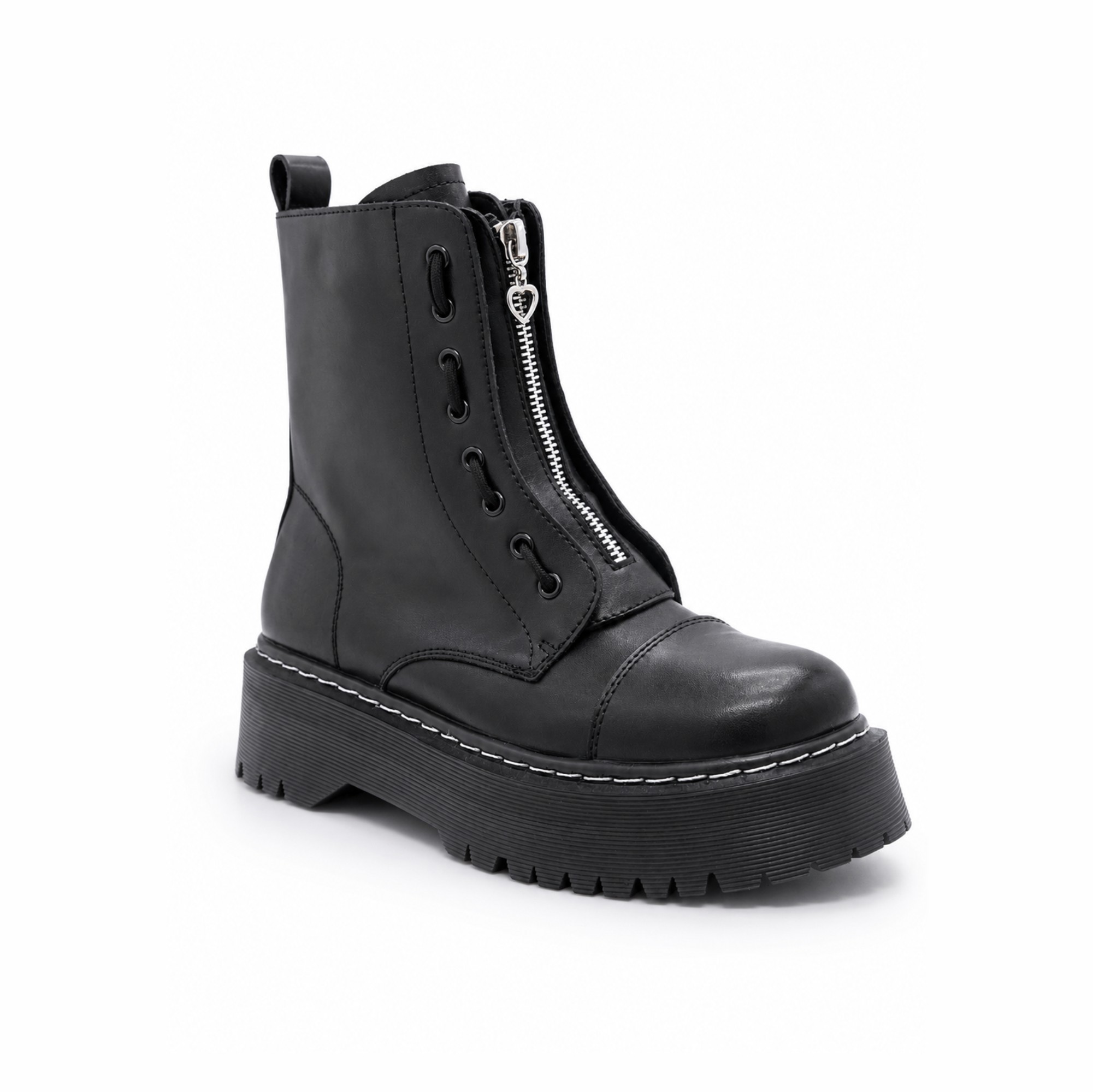 BOTIN MUJER PU NEGRO CIERRE