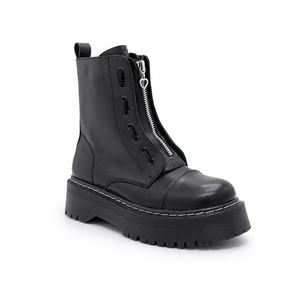  BOTIN MUJER PU NEGRO CIERRE 1