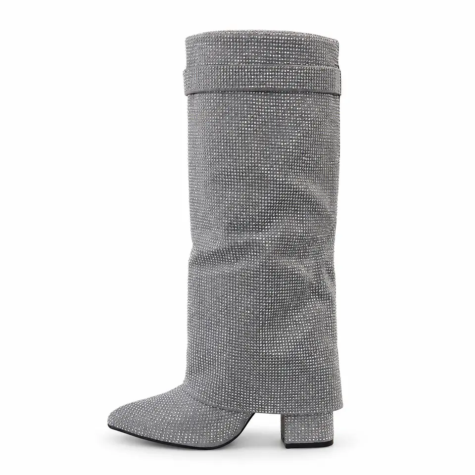 BOTA MUJER MF PLATA POL BRILLO LARGA 2