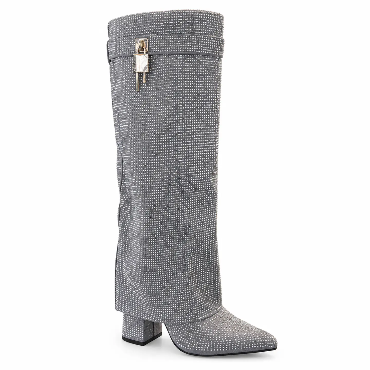 BOTA MUJER MF PLATA POL BRILLO LARGA 1