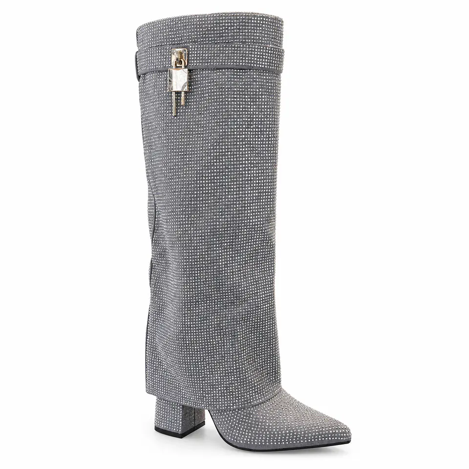 BOTA MUJER MF PLATA POL BRILLO LARGA 1