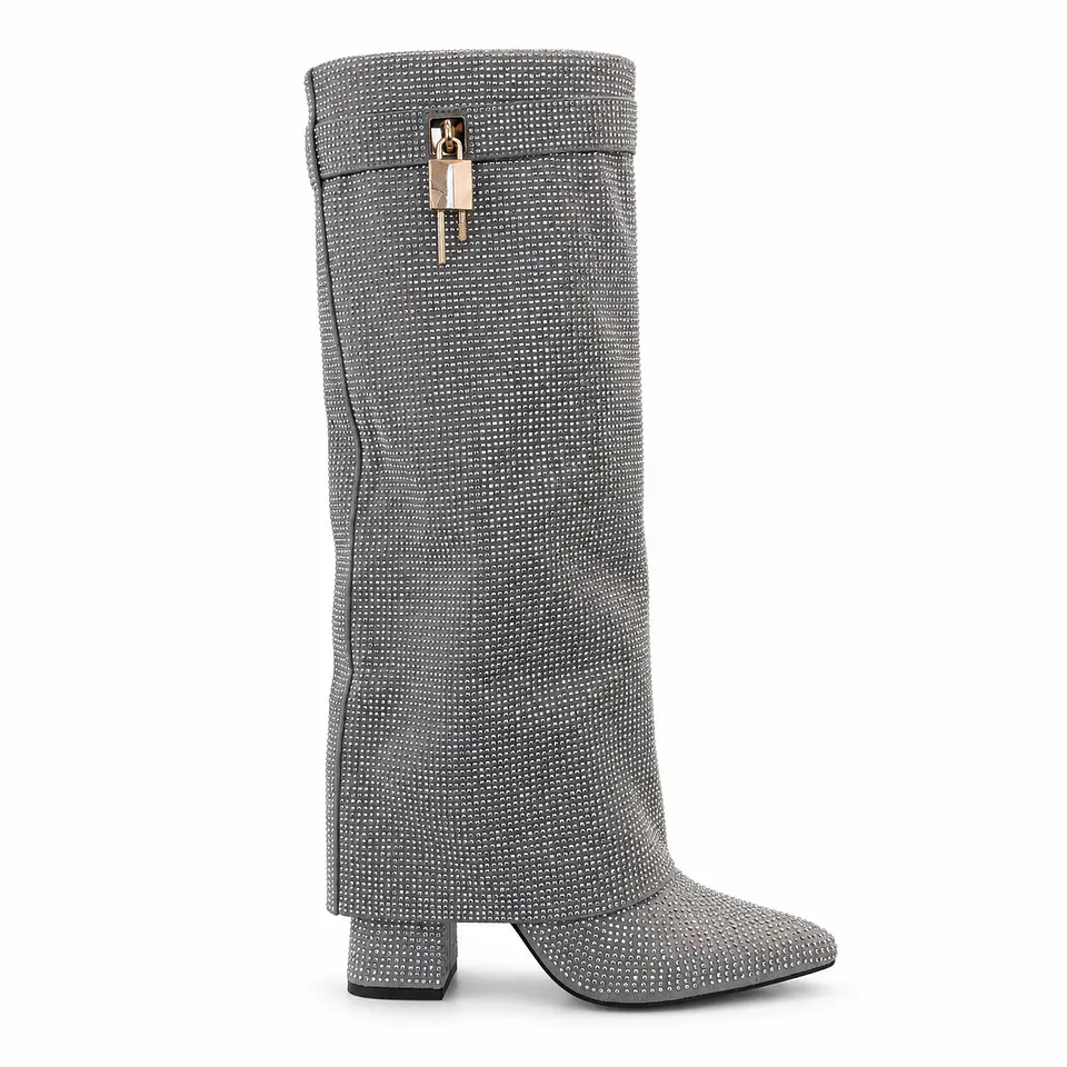 BOTA MUJER MF PLATA POL BRILLO LARGA 3