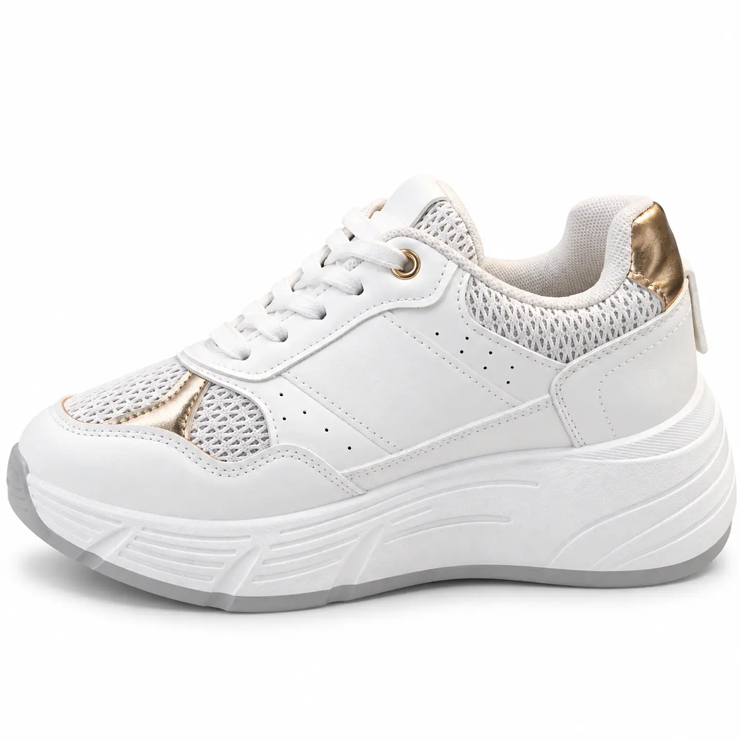 ZAPA MUJER PU BLANCO DORADO CORDON  3