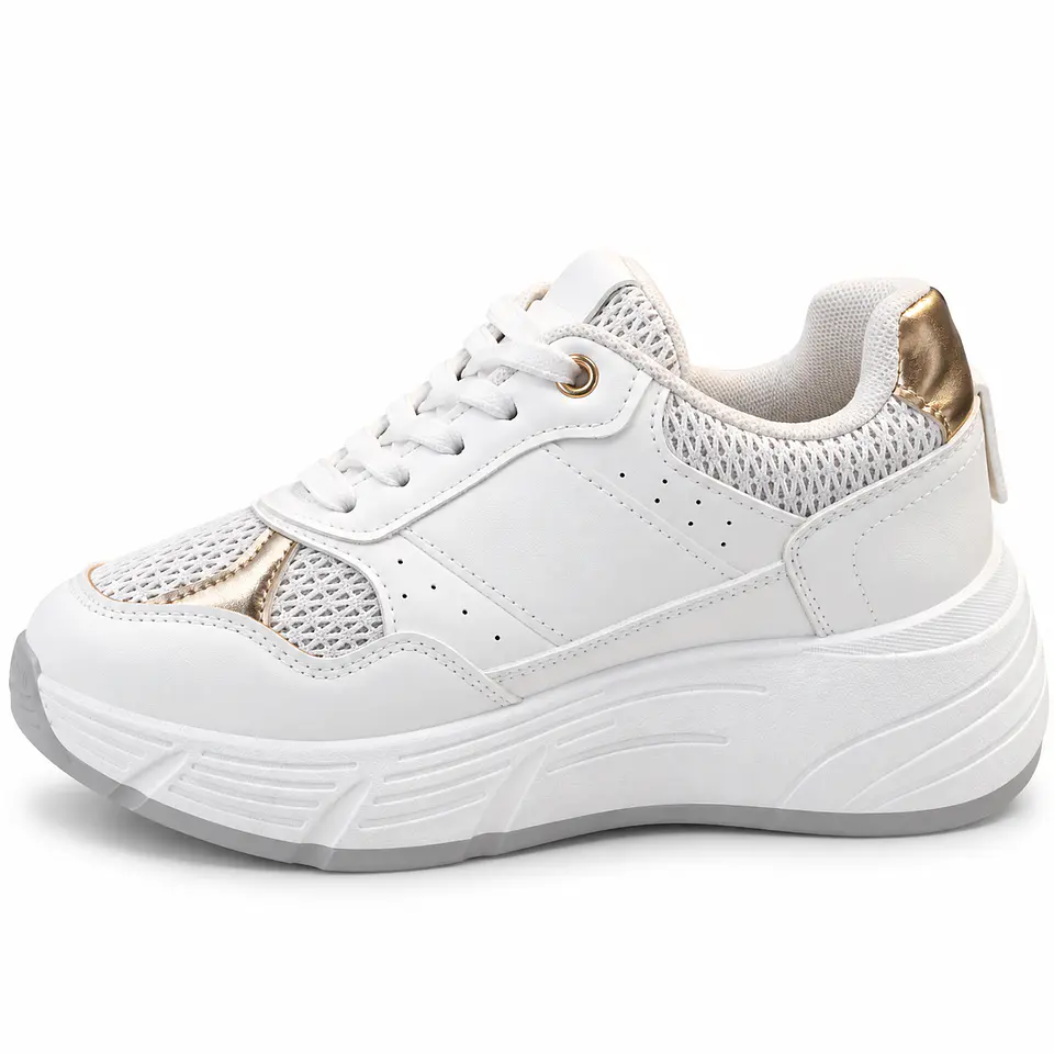 ZAPA MUJER PU BLANCO DORADO CORDON  3