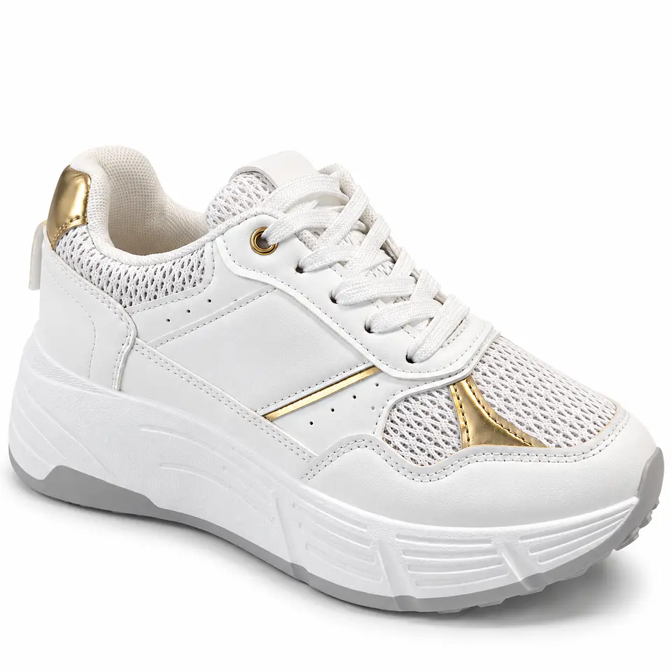 ZAPA MUJER PU BLANCO DORADO CORDON  2