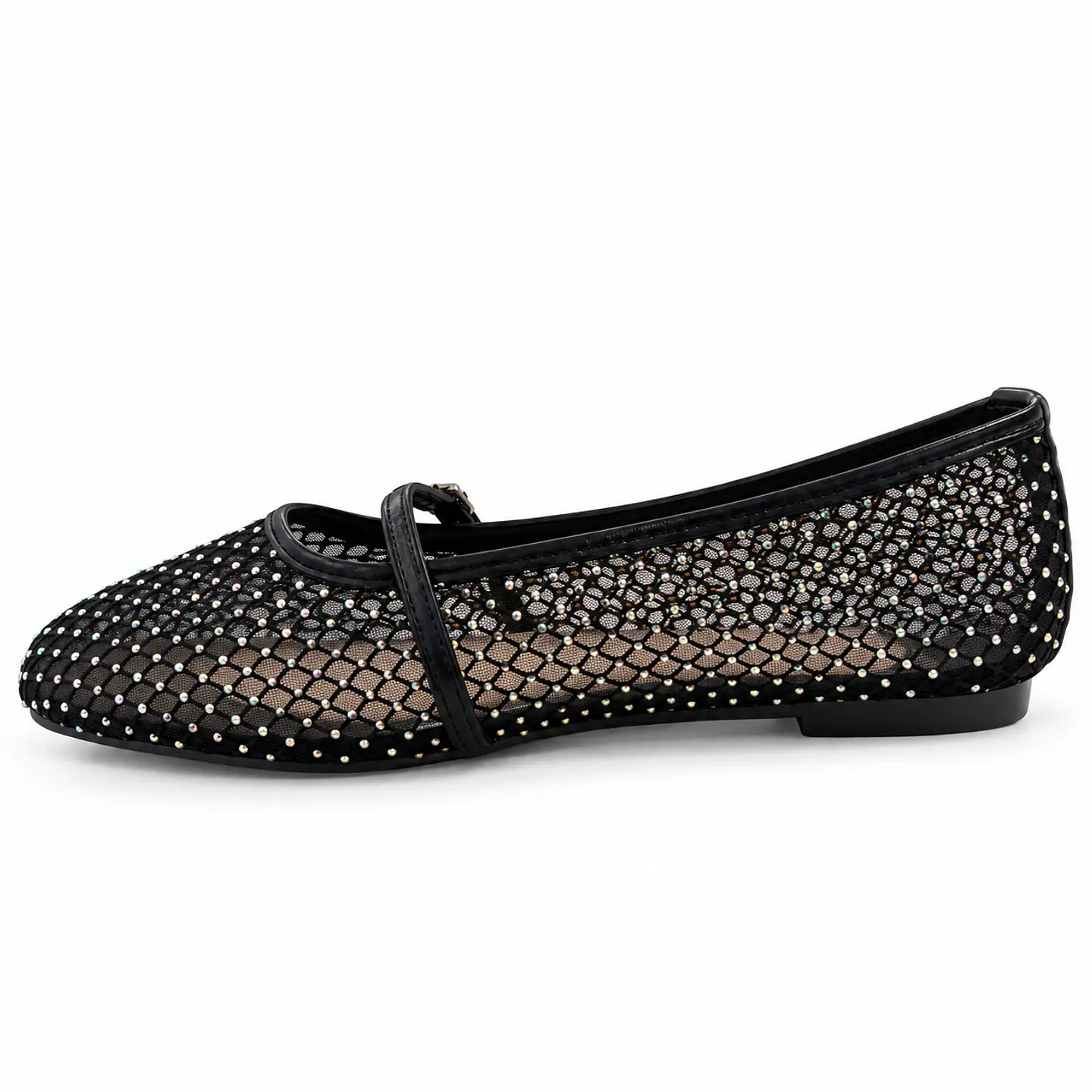 BALLERINA MUJER PU NEGRO MALLA  3