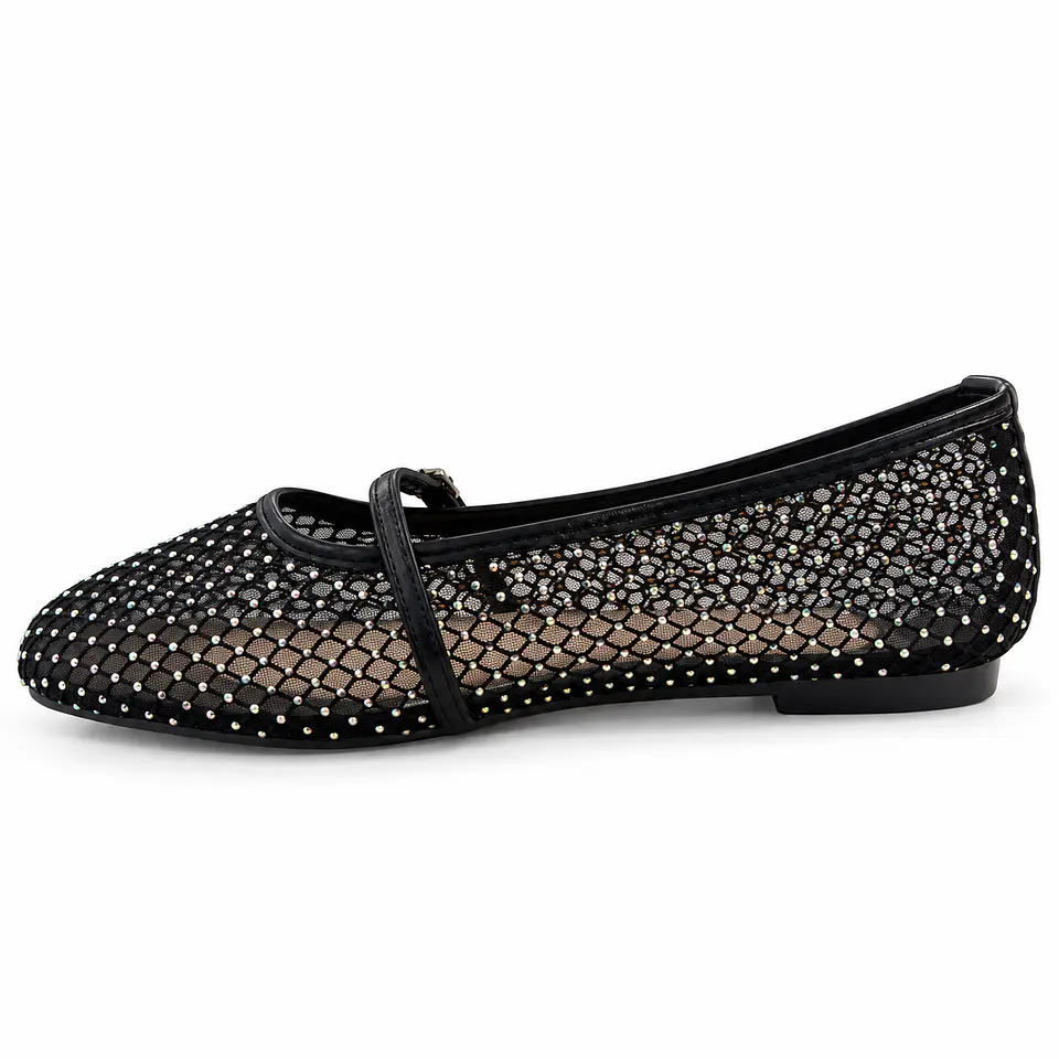 BALLERINA MUJER PU NEGRO MALLA  3