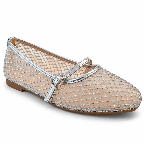 BALLERINA MUJER PU PLATA MALLA