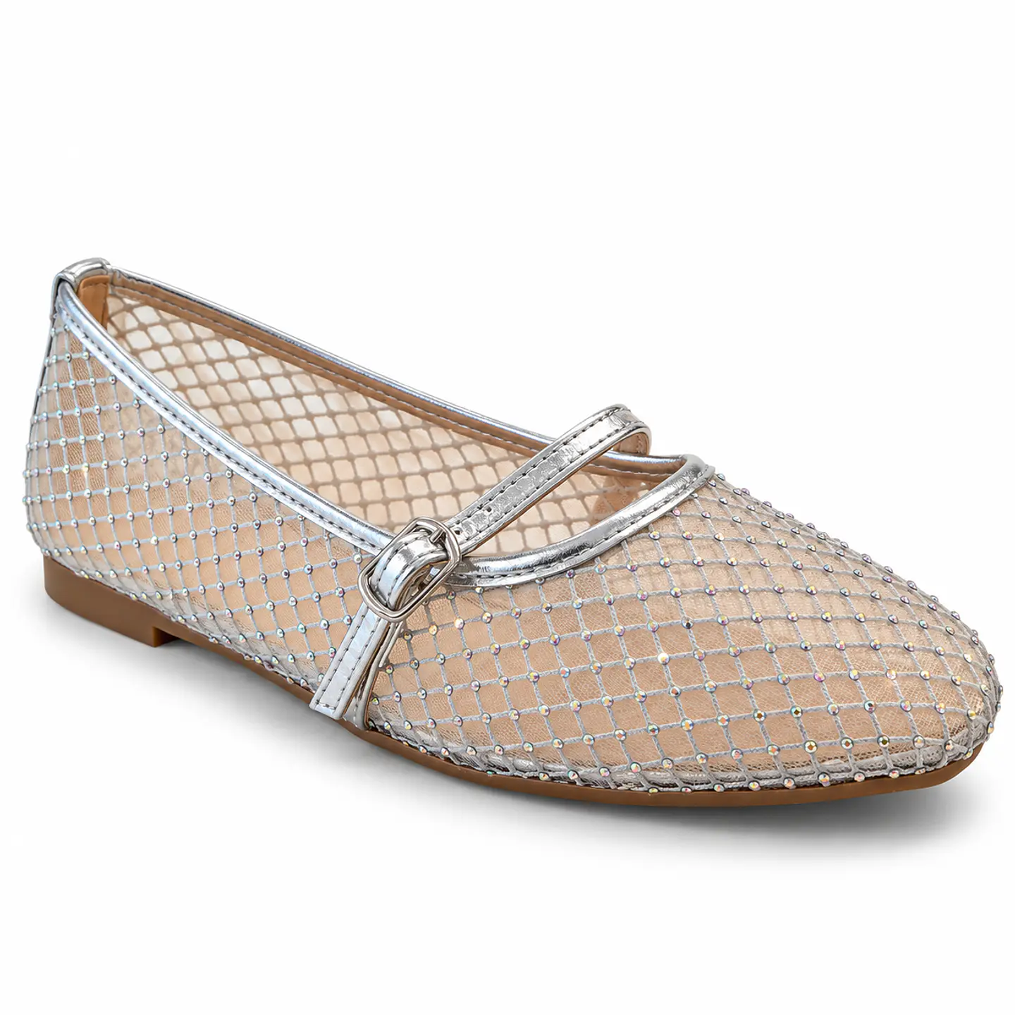BALLERINA MUJER PU PLATA MALLA 2