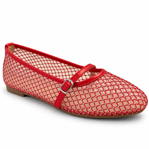 BALLERINA MUJER PU ROJO MALLA