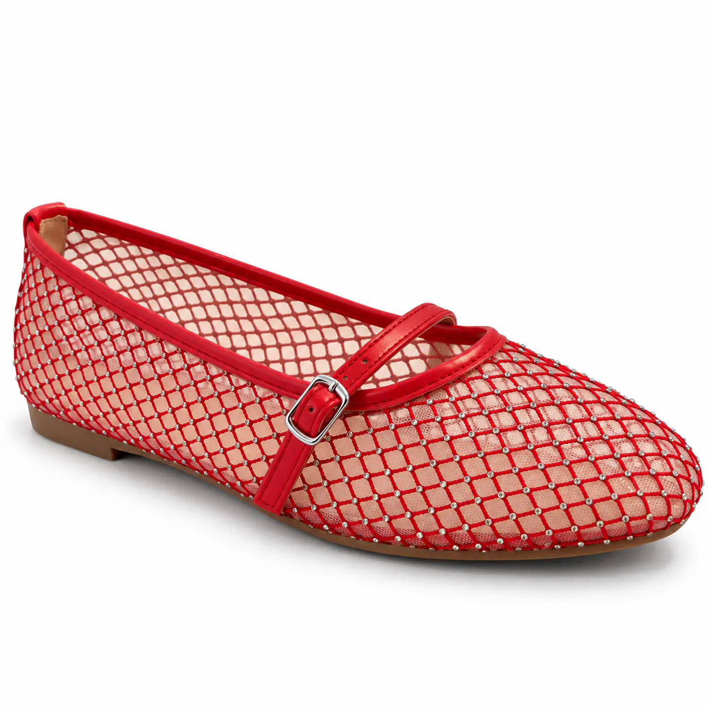 BALLERINA MUJER PU ROJO MALLA 2