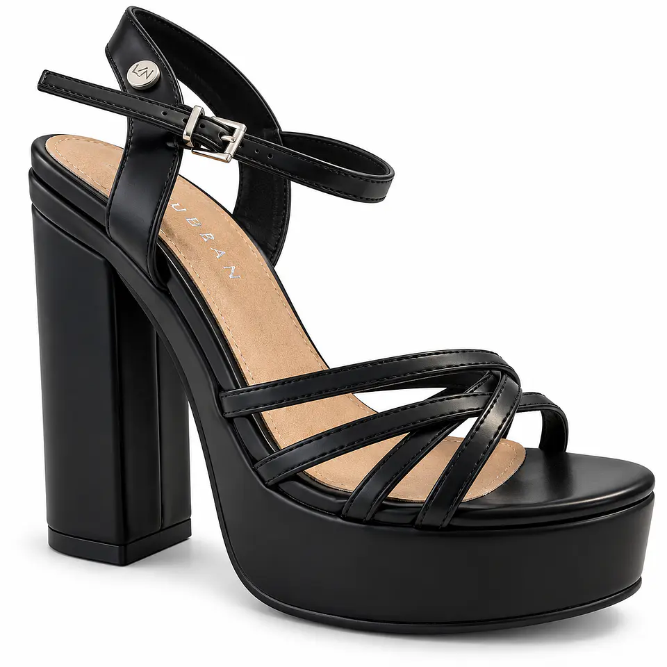 CHALA MUJER PU NEGRO TIRAS 2