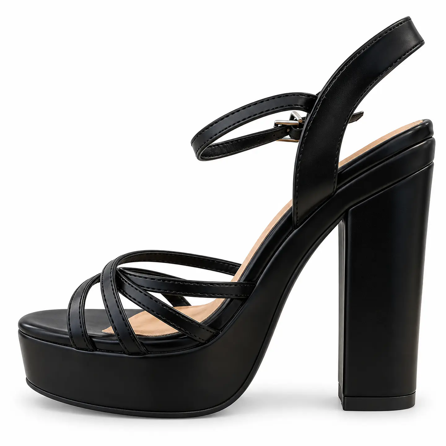 CHALA MUJER PU NEGRO TIRAS 3