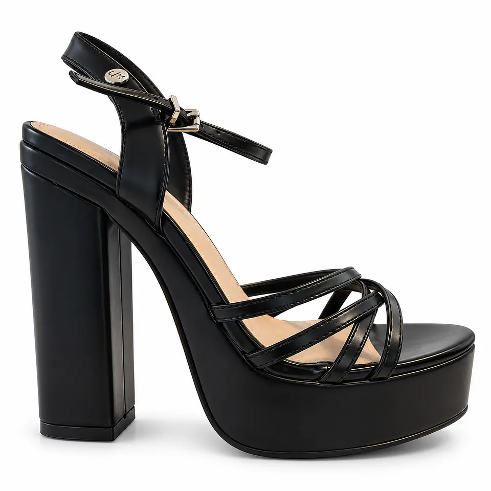 CHALA MUJER PU NEGRO TIRAS 1