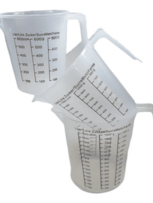 Medidor (jarra plástica) 250, 500 ml y 1 litro