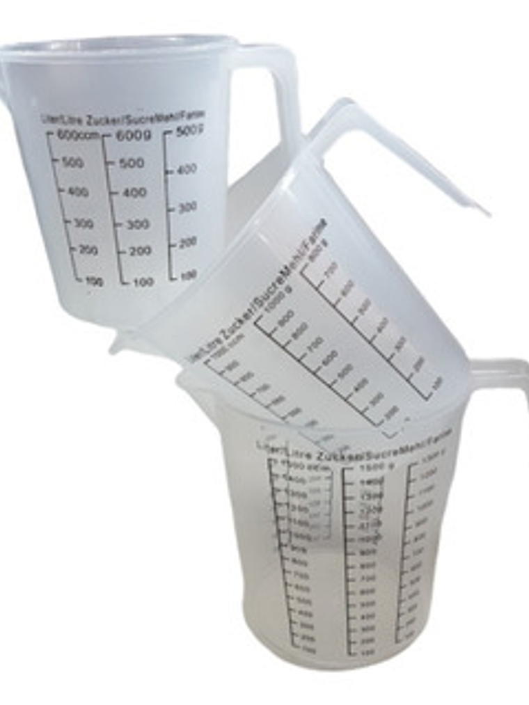 Medidor (jarra plástica) 250, 500 ml y 1 litro 1