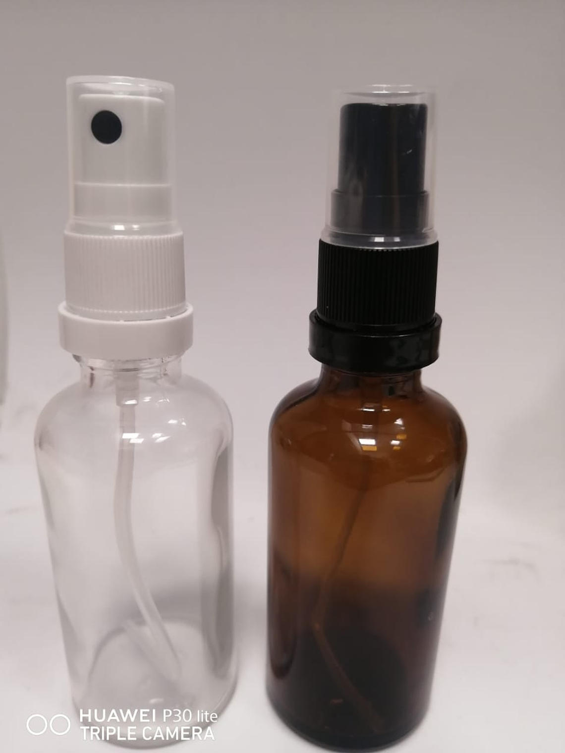 Envase vidrio 50 ml ámbar o transparente tapa spray 1