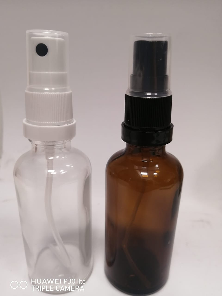 Envase vidrio 50 ml ámbar o transparente tapa spray 1