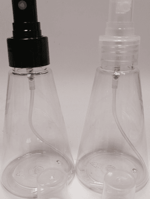 Envase cónico Pet 60 y 120 ml tapa spray negra o transparente