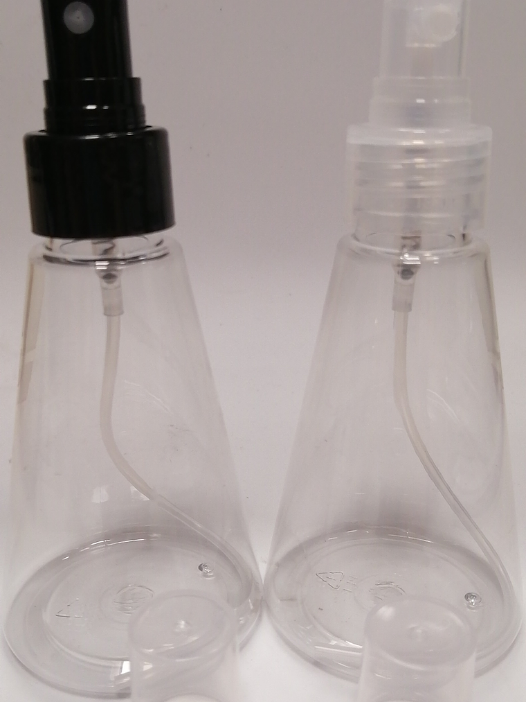 Envase cónico Pet 60 y 120 ml tapa spray negra o transparente 1