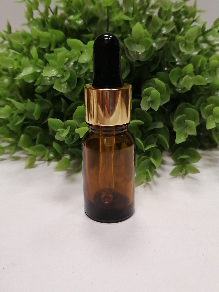 Gotario vidrio ámbar 10 ml gollete dorado  1