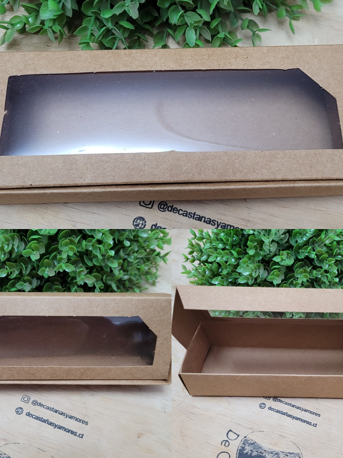 Cajita papel kraft con ventanita transparente 20 largo x 7.3 ancho 1