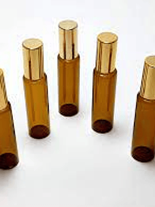 Roll on ámbar 10 ml vidrio grueso tapa negra o dorada