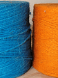  Yute de colores verde,natural,naranjo y azul para adornar velas y jabones - Miniatura 1