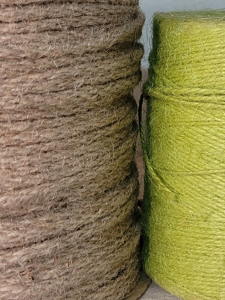  Yute de colores verde,natural,naranjo y azul para adornar velas y jabones 2