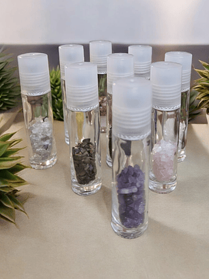 Roll on energizados de 10 y 5 ml🕉amatista, fluorita,cuarzo rosado, cuarzo cristal, cuarzo citrino, lapislázuli, obsidiana, ojo de tigre, coralina.