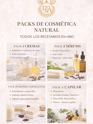 Full pack 5 recetarios, capilares, serums, cremas y jabones