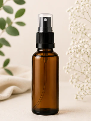 Envase vidrio 50 ml ámbar o transparente tapa spray